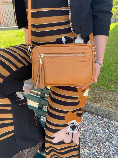 Borsa tracolla donna pelle media due scomparti, made in Italy modello Grace Mauro Pelletteria